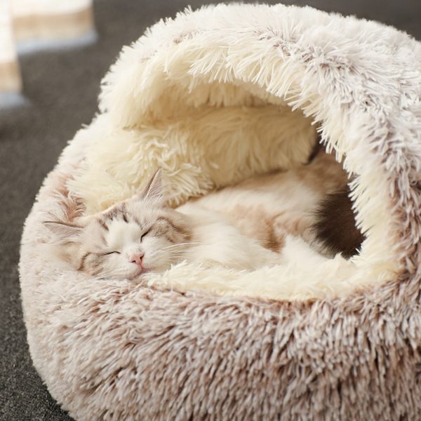 40/50cm Super Soft Cat Dog Bed Kennel Winter Warm Round Dog Puppy Sleeping Cushion Long Plush Pet Mat House