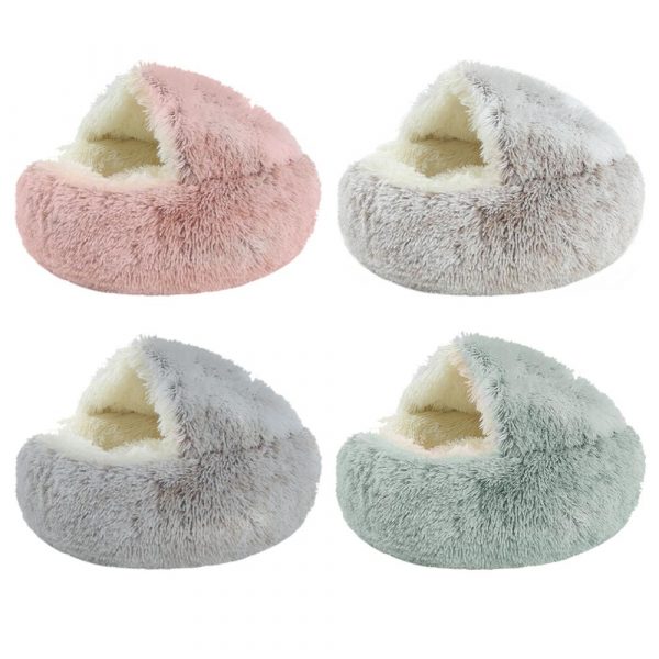 40/50cm Super Soft Cat Dog Bed Kennel Winter Warm Round Dog Puppy Sleeping Cushion Long Plush Pet Mat House