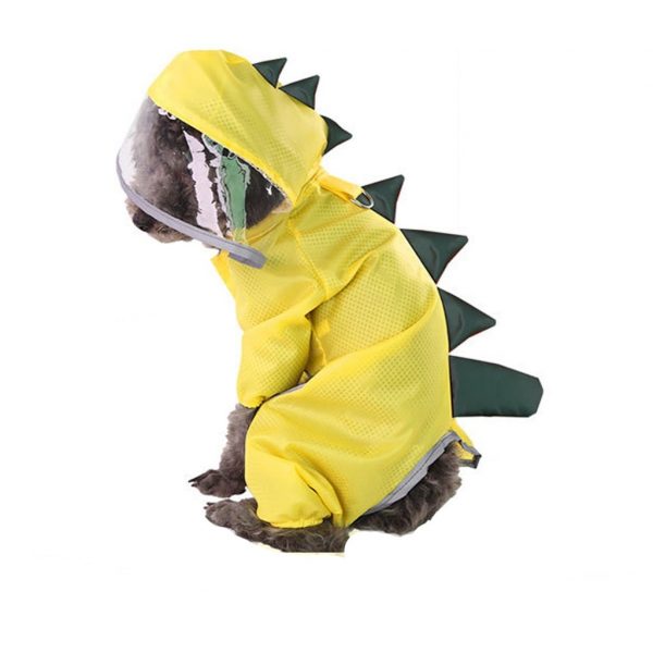 NEW Pet Dog raincoat waterproof Reflective Dinosaur Cosplay Breathable four legs Small Dog clothes Hooded Rain coat ropa perro