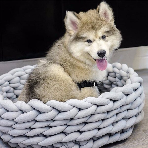 Pet Kennel Pet Dog Cat Hand-woven Bed Handmade Knit Nest House Puppy Kitten Cave Basket Sleeping Bag Dogs Kennel Supplies