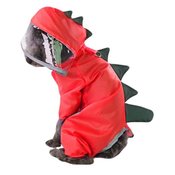 NEW Pet Dog raincoat waterproof Reflective Dinosaur Cosplay Breathable four legs Small Dog clothes Hooded Rain coat ropa perro