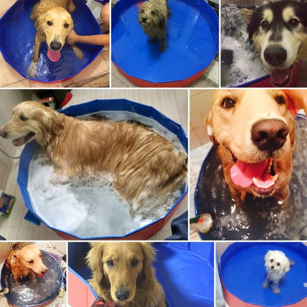 Dog Pool Foldable Dog Swimming Pool Pet Bath Swimming Tub Bathtub Pet Swimming Pool Collapsible Bathing Pool for Dogs Cats Kids